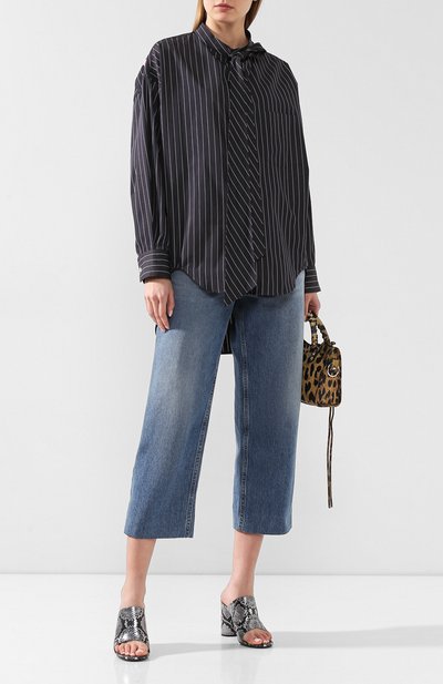 Хлопковая рубашка BALENCIAGA черно-белого цвета по цене 67300 руб., арт. 520497/TGM04, фото 2 Хлопковая рубашка BALENCIAGA, арт. 520497/TGM04, фото 2