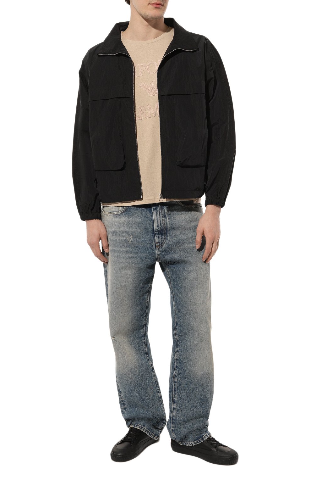 Футболка из хлопка и льна EMPORIO ARMANI, арт. 211818/3R485, фото 2