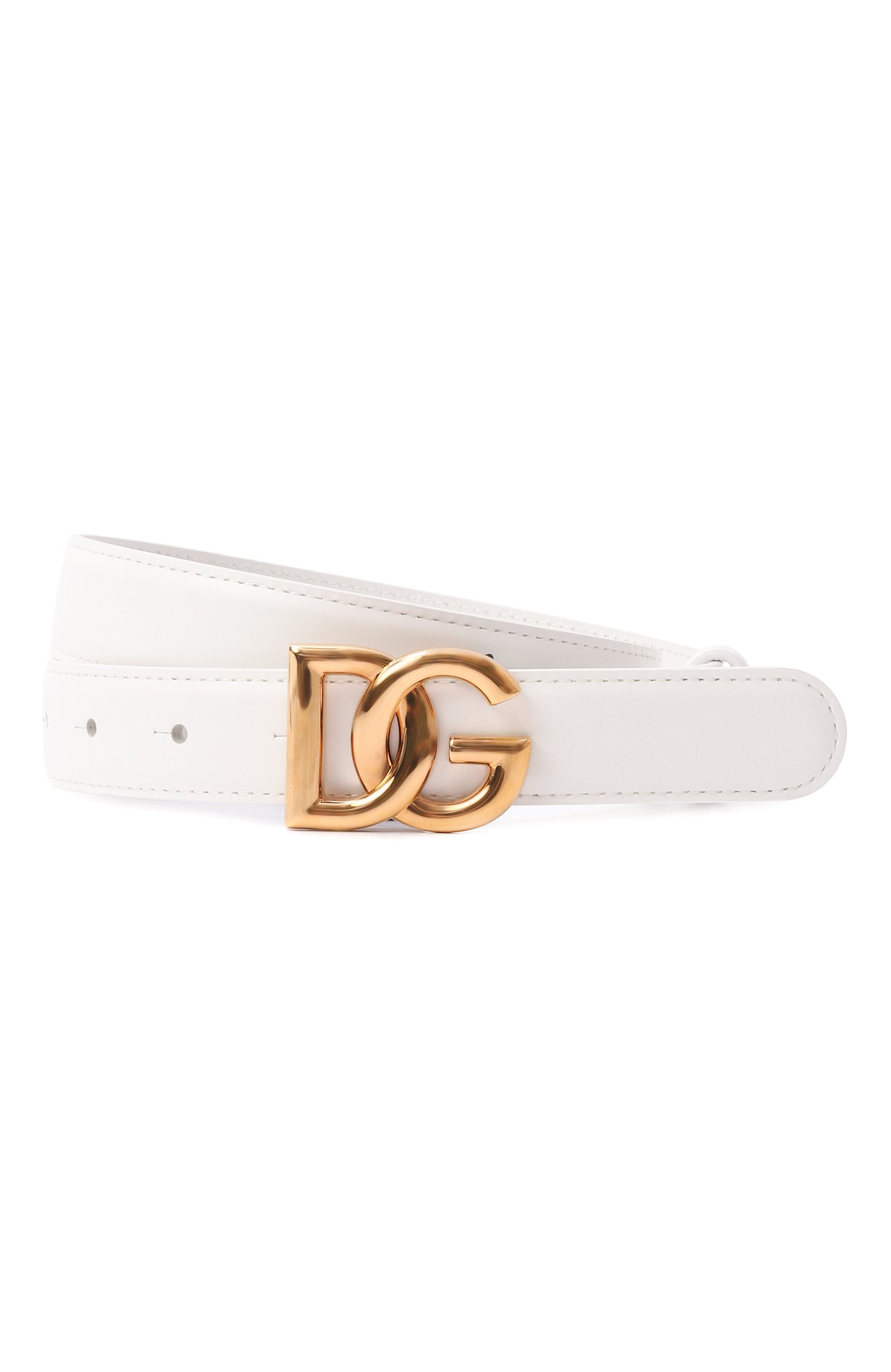 Кожаный ремень DOLCE & GABBANA белого цвета по цене 59300 руб., арт. BE1447/AK274, фото 1 Кожаный ремень DOLCE & GABBANA, арт. BE1447/AK274, фото 1