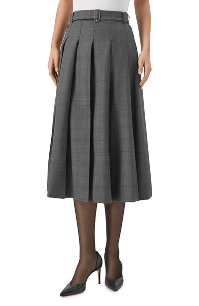 Шерстяная юбка OFFICINE GENERALE серого цвета по цене 79950 руб., арт. W25WSKT150, фото 3 Шерстяная юбка OFFICINE GENERALE, арт. W25WSKT150, фото 3