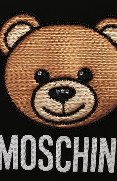 Детское хлопковое платье MOSCHINO черного цвета, арт. HAV088/LDA12/10A-14A | Фото 3 (Материал внешний: Хлопок; Принт: С принтом; Рукава: Короткие; Девочки Кросс-КТ: Платье-одежда; Случай: Повседневный; Ростовка одежда: 10 - 11 лет | 140 - 146см, 12 лет | 152 см, 13 - 15 лет | 158 см)