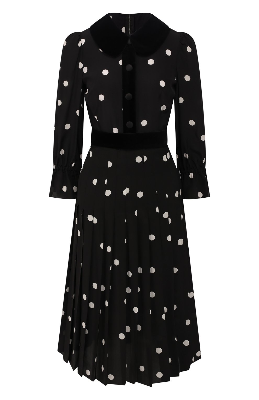 Платье в горох DOLCE & GABBANA черно-белого цвета по цене 220500 руб., арт. F6F5MT/HS15T, фото 1 Платье в горох DOLCE & GABBANA, арт. F6F5MT/HS15T, фото 1
