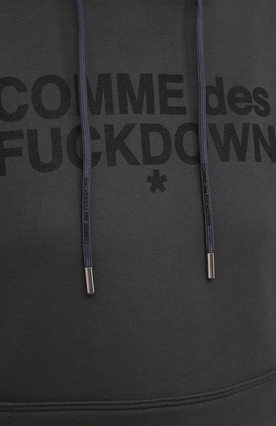 Хлопковое худи COMME DES FUCKDOWN темно-серого цвета по цене 14300 руб., арт. CDFD1528, фото 5 Хлопковое худи COMME DES FUCKDOWN, арт. CDFD1528, фото 5