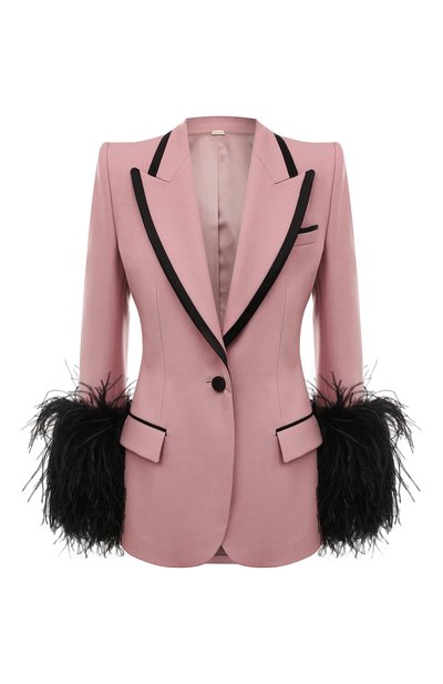 Шерстяной жакет с отделкой перьями GUCCI, арт. 681113 Z8AVY, фото 1