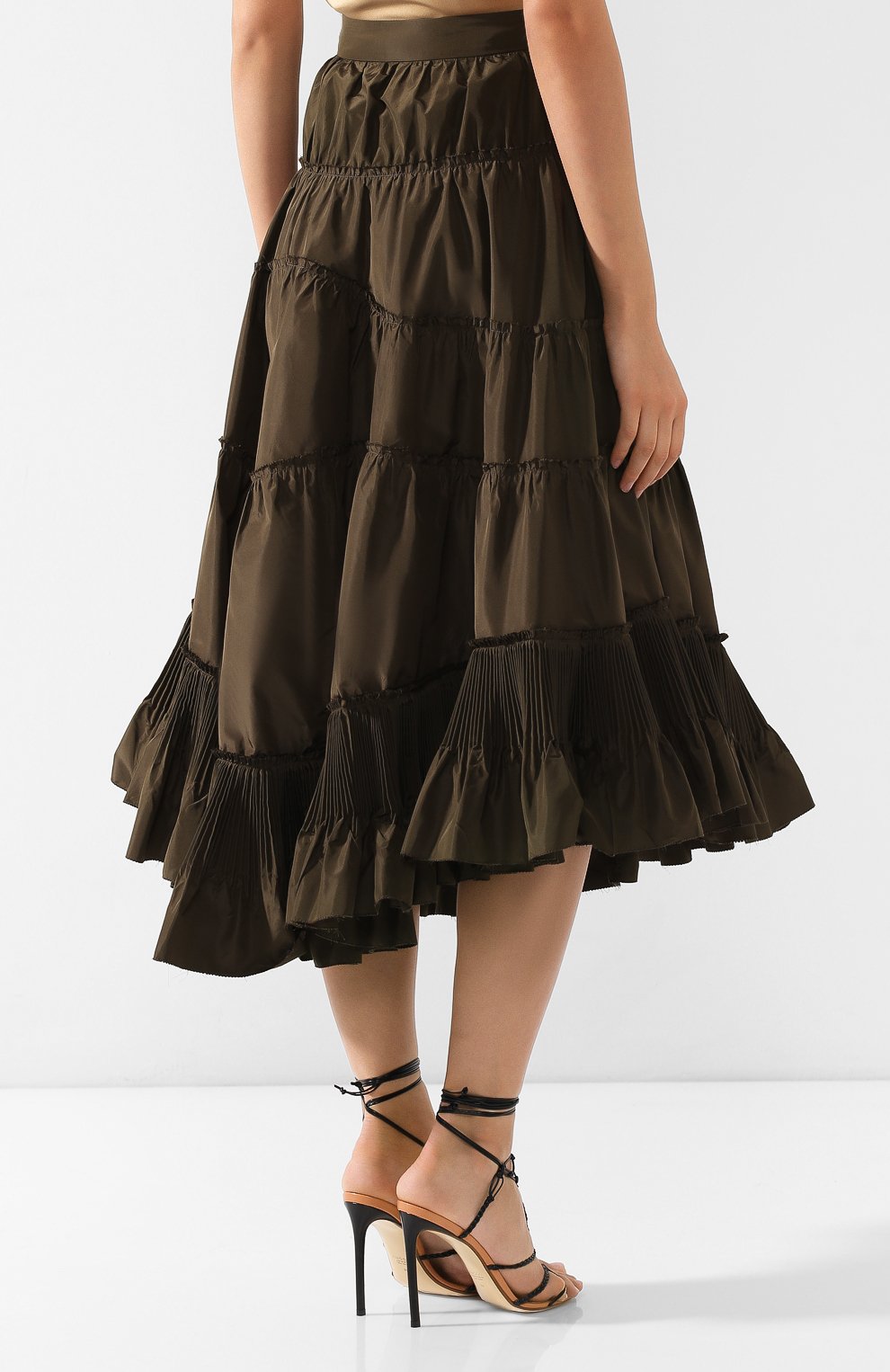 Шелковая юбка BOTTEGA VENETA хаки цвета по цене 299000 руб., арт. 544911/VEVW0, фото 4 Шелковая юбка BOTTEGA VENETA, арт. 544911/VEVW0, фото 4
