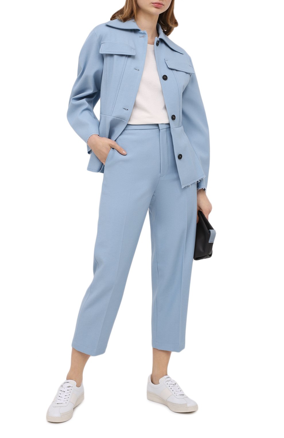 Брюки из шерсти и хлопка ERIKA CAVALLINI голубого цвета по цене 37250 руб., арт. W0/P/P0WI02, фото 2 Брюки из шерсти и хлопка ERIKA CAVALLINI, арт. W0/P/P0WI02, фото 2