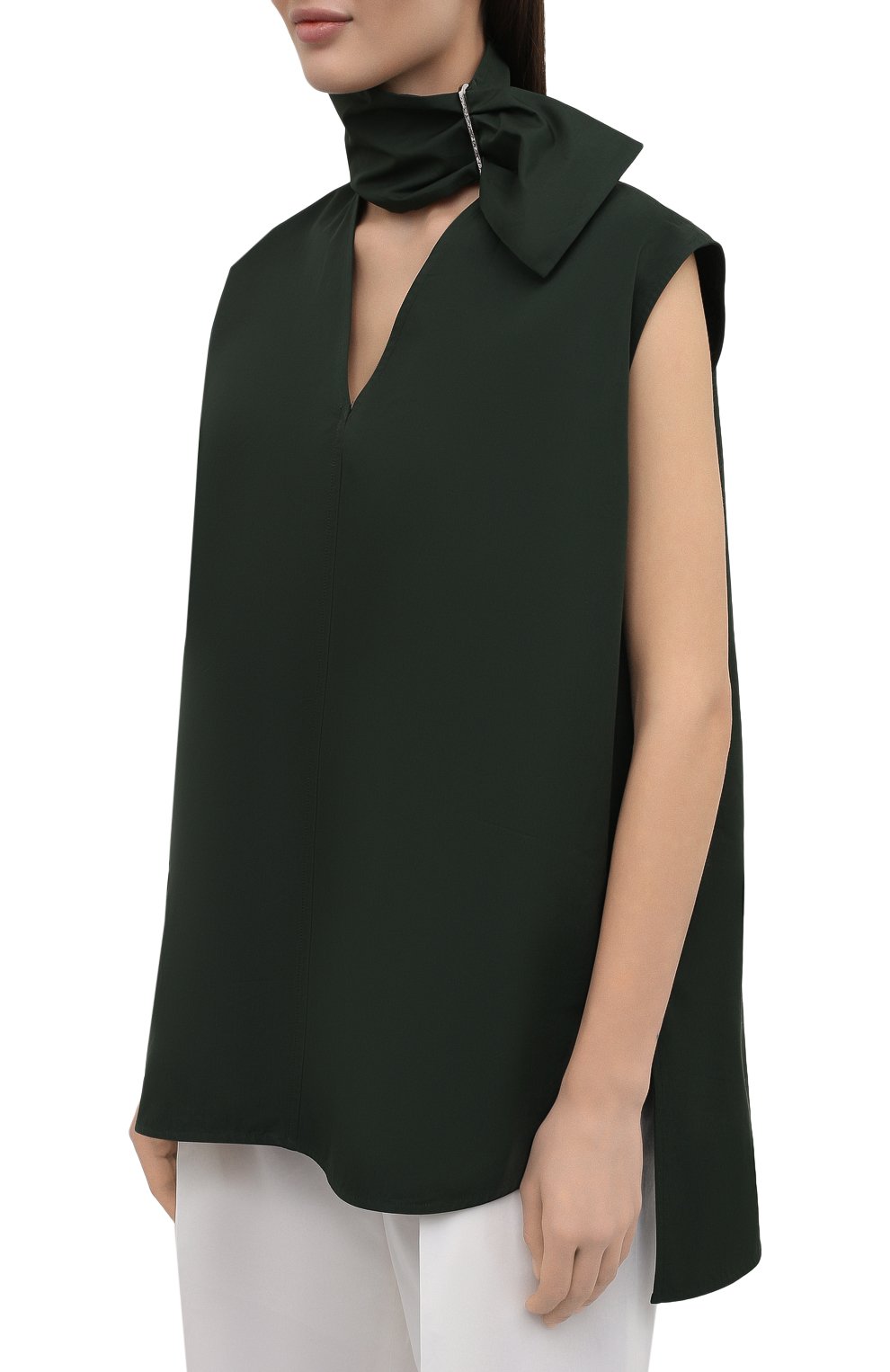 Хлопковый топ JIL SANDER темно-зеленого цвета по цене 79100 руб., арт. JSWS566805-WS244200, фото 3 Хлопковый топ JIL SANDER, арт. JSWS566805-WS244200, фото 3