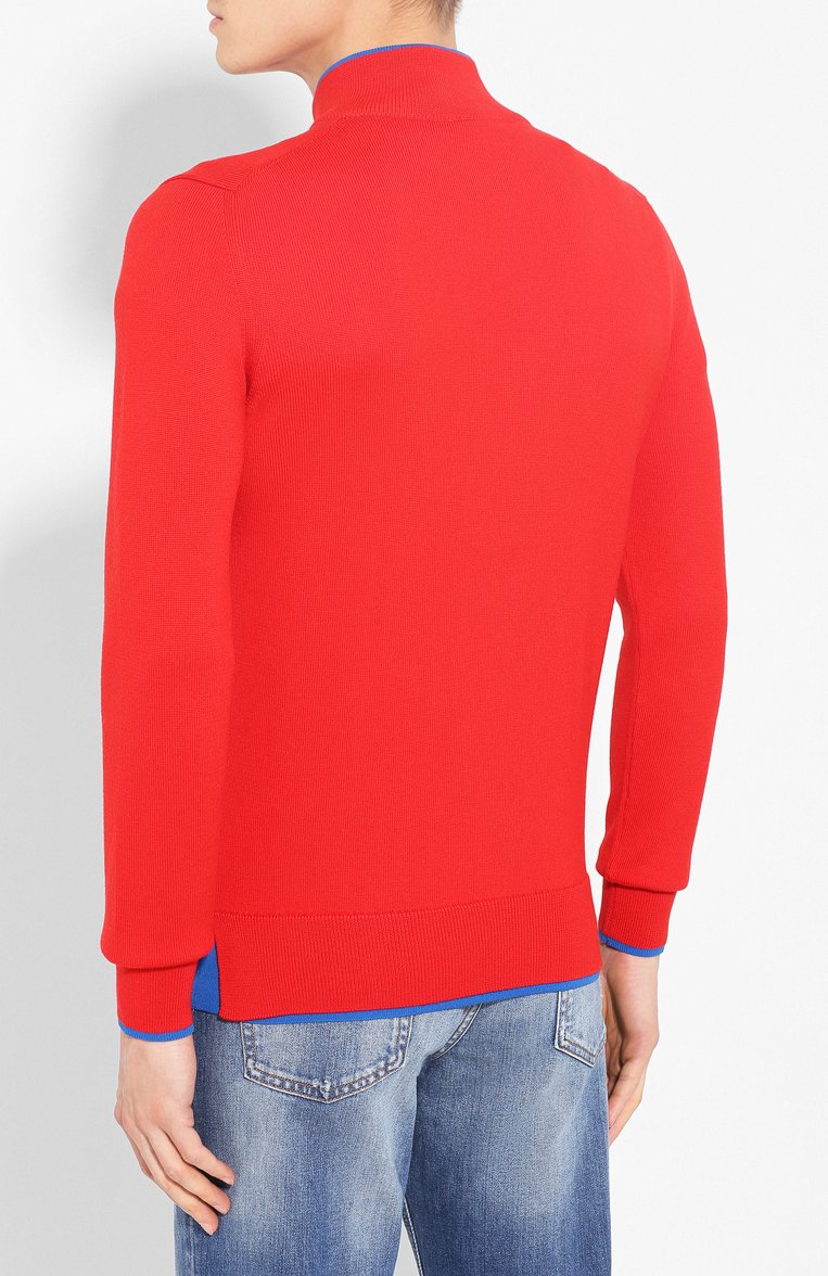 Мужской шерстяной джемпер KENZO красного цвета, арт. F965PU5003AB | Фото 4 (Статус проверки: Проверена категория, Проверено; Рукава: Длинные; Материал внешний: Шерсть; Длина (для топов): Стандартные; Мужское Кросс-КТ: Джемперы; Принт: Без принта; Вырез: Круглый; Стили: Кэжуэл)