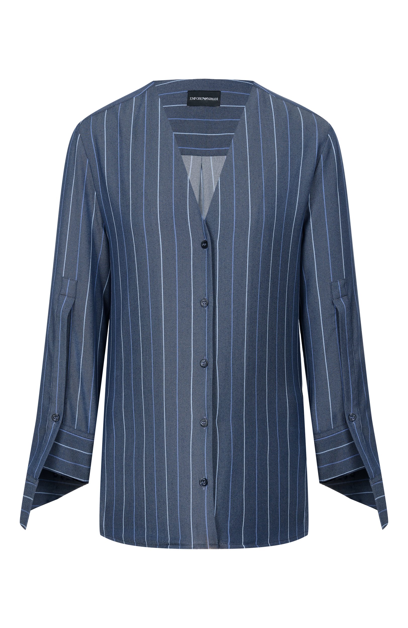Рубашка EMPORIO ARMANI синего цвета по цене 49600 руб., арт. EW005250/AF28340, фото 1 Рубашка EMPORIO ARMANI, арт. EW005250/AF28340, фото 1