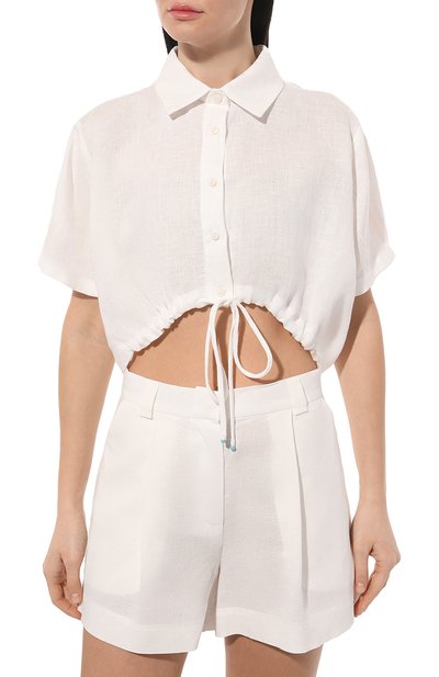 Льняная рубашка A MERE CO белого цвета по цене 31050 руб., арт. AMC-RSS24-03034W, фото 3 Льняная рубашка A MERE CO, арт. AMC-RSS24-03034W, фото 3