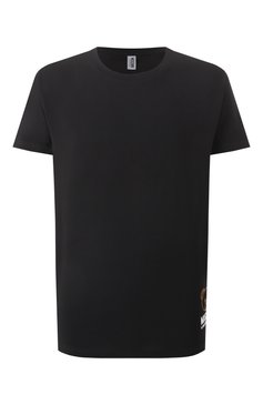Мужская хлопковая футболка MOSCHINO черного цвета, арт. A0703/4406 | Фото 1 (Драгоценные камни: Проставлено; Рукава: Короткие; Длина (для топов): Стандартные; Материал сплава: Проставлено; Кросс-КТ: домашняя одежда; Тематический товар: Teddy Bear; Материал внешний: Хлопок)