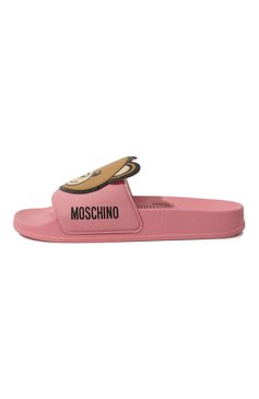 Детский шлепанцы MOSCHINO темно-розового цвета, арт. 77497/28-35 | Фото 2 (Материал сплава: Проставлено; Нос: Не проставлено; Материал внутренний: Текстиль; Материал внешний: Пластик, Резина)