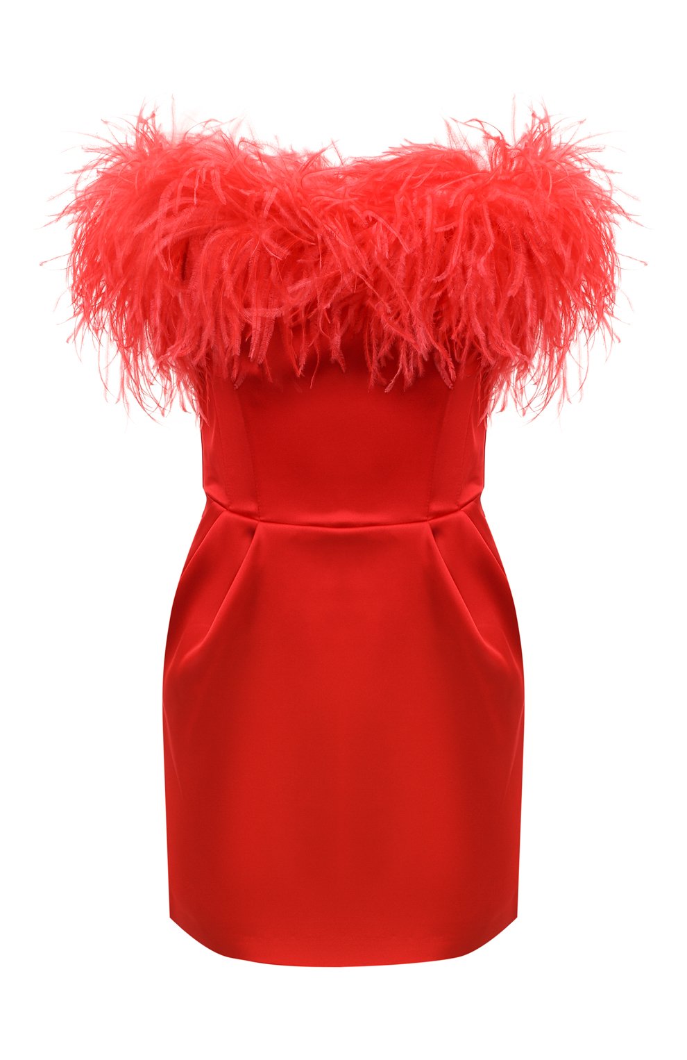Платье с отделкой перьями LIKE YANA красного цвета по цене 17500 руб., арт. L1-23/5-514-3300/8, фото 1 Платье с отделкой перьями LIKE YANA, арт. L1-23/5-514-3300/8, фото 1