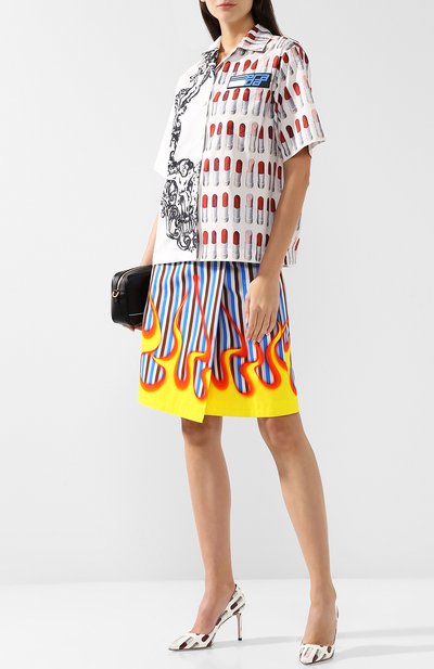 Хлопковая блуза с укороченным рукавом и принтом PRADA, арт. P433BG-1SGI-F0964, фото 2