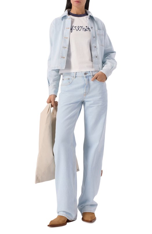 Хлопковая футболка Off-White 0WAA112F25JER001 Белый  0WAA112F25JER001 Фото 2