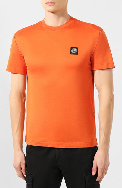 Хлопковая футболка STONE ISLAND оранжевого цвета по цене 15350 руб., арт. 711524113, фото 3 Хлопковая футболка STONE ISLAND, арт. 711524113, фото 3