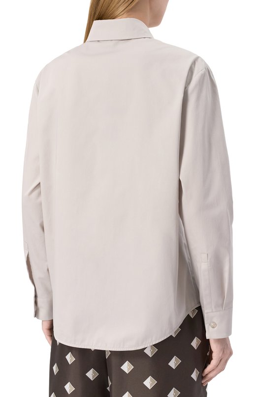 Хлопковая рубашка Max Mara Leisure RICARD Серый  RICARD Фото 4