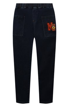 Детские джинсы MOSCHINO темно-синего цвета, арт. HUP05B/LXE31/4A-8A | Фото 1 (Материал внешний: Хлопок; Детали: Однотонный; Нос: Не проставлено; Региональные ограничения белый список (Axapta Mercury): Не проставлено)