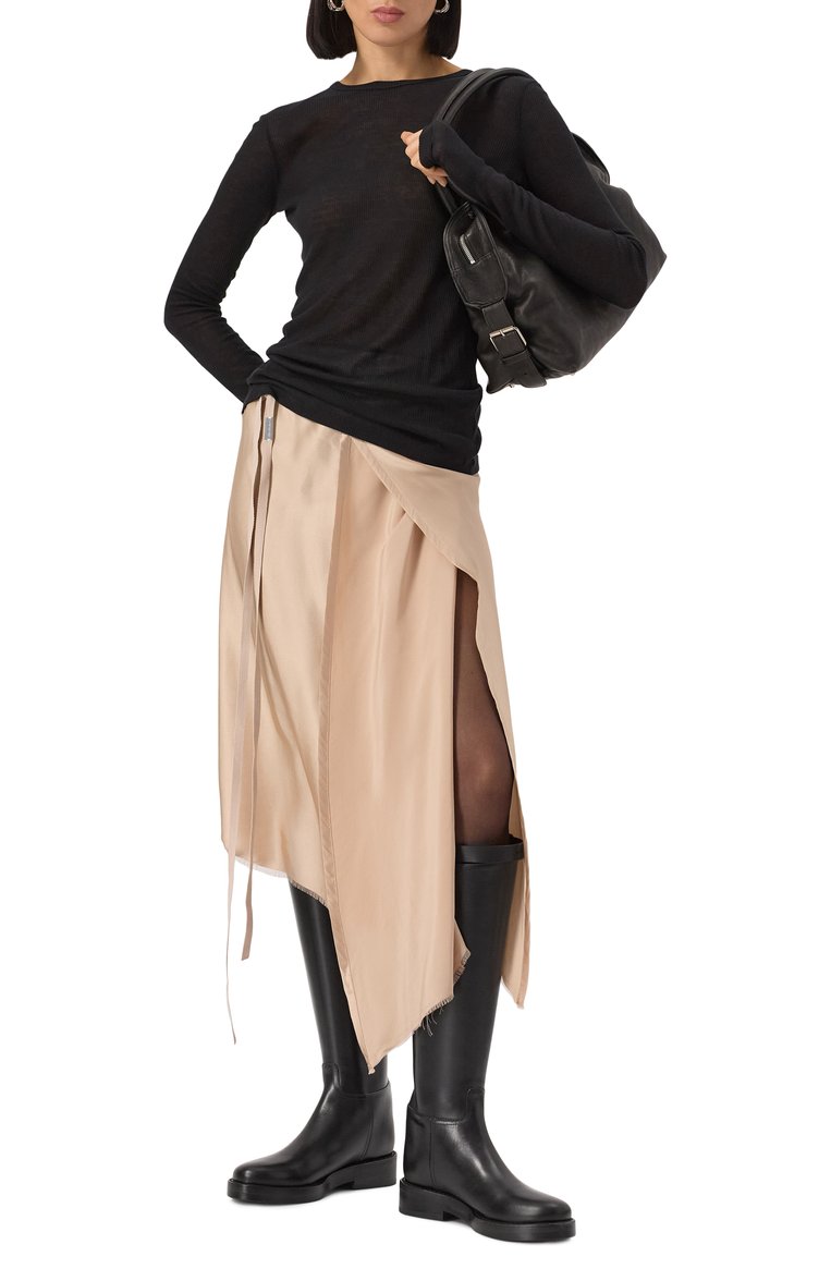 Женские кожаные сапоги stan ANN DEMEULEMEESTER черного цвета, арт. B0010078/LT046 | Фото 2 (Высота голенища: Средние; Материал внешний: Натуральная кожа; Материал внутренний: Натуральная кожа; Каблук высота: Низкий; Подошва: Платформа; Каблук тип: Устойчивый; Материал утеплителя: Без утеплителя)