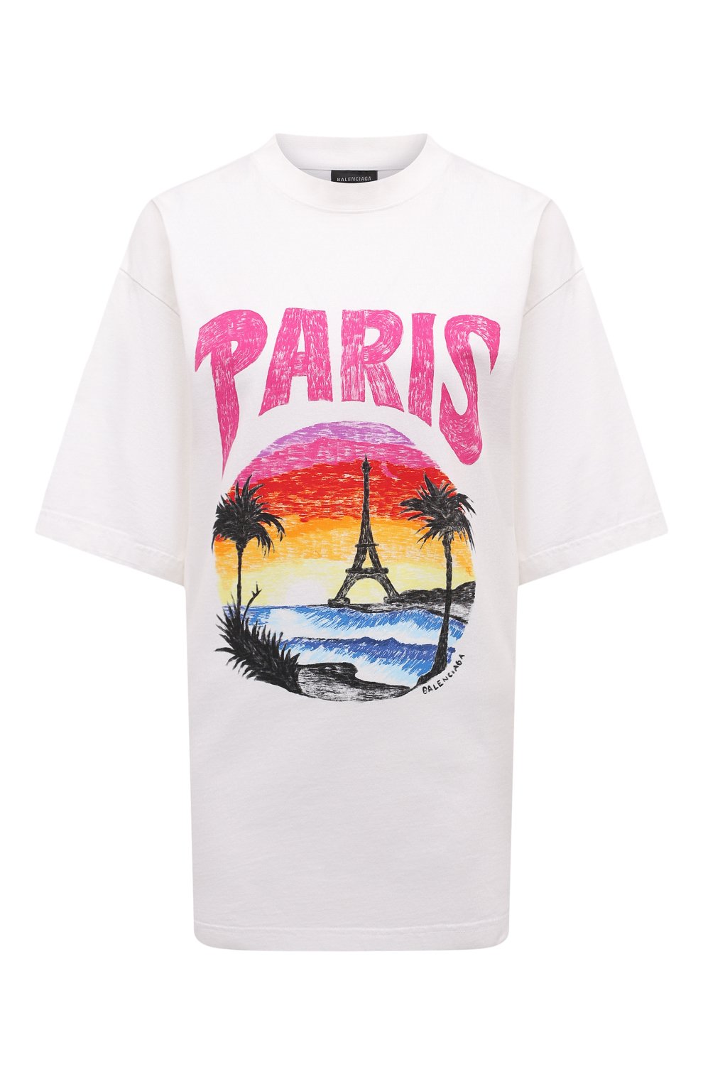 Хлопковая футболка BALENCIAGA белого цвета по цене 99500 руб., арт. 764235/TPVL9, фото 1 Хлопковая футболка BALENCIAGA, арт. 764235/TPVL9, фото 1