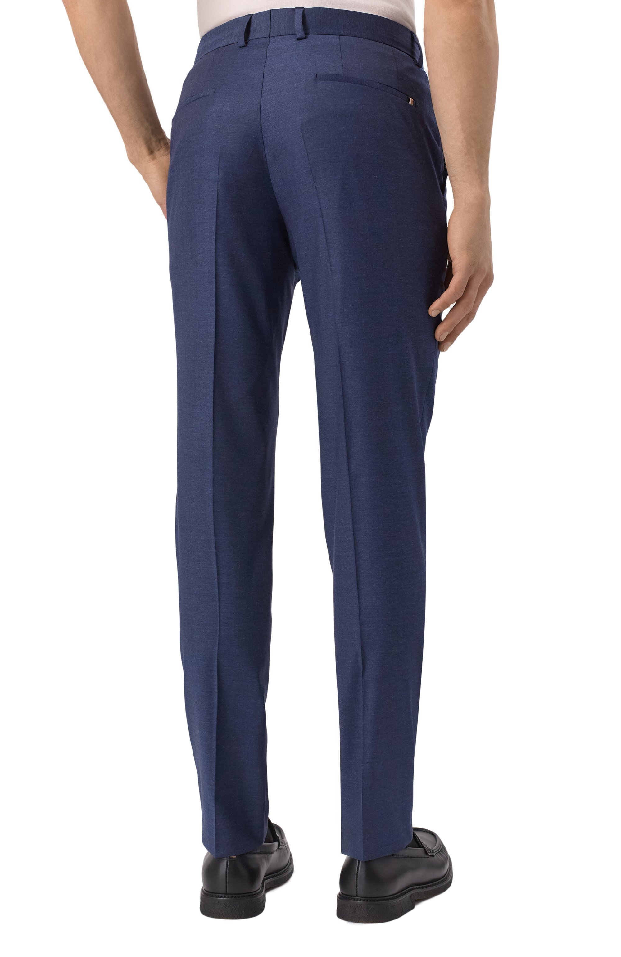 Брюки из шерсти и вискозы BOSS темно-синего цвета по цене 26950 руб., арт. 50540715, фото 4 Брюки из шерсти и вискозы BOSS, арт. 50540715, фото 4