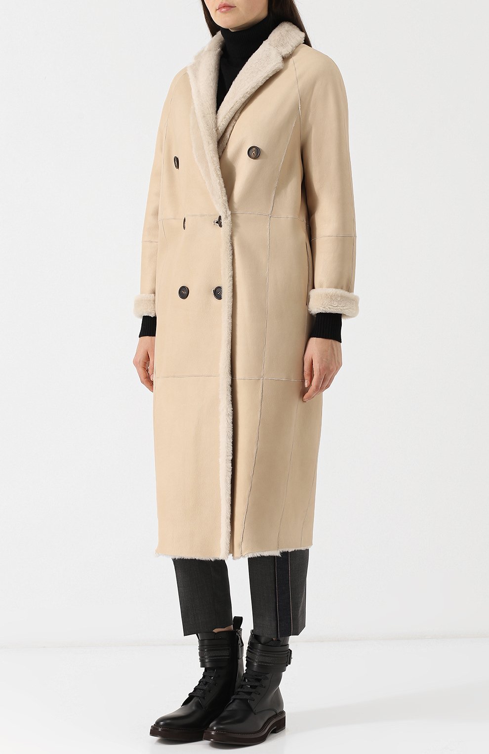 Двубортная дубленка на меховой подкладке BRUNELLO CUCINELLI, арт. MPMRA9078, фото 3