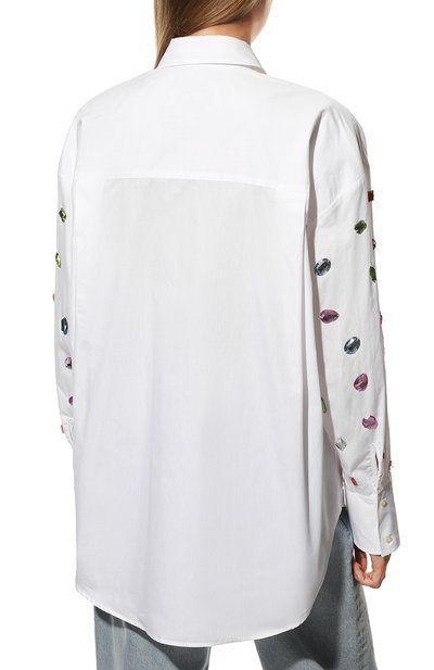 Хлопковая рубашка MSGM белого цвета по цене 48450 руб., арт. 3341MDE13X 227618, фото 4 Хлопковая рубашка MSGM, арт. 3341MDE13X 227618, фото 4