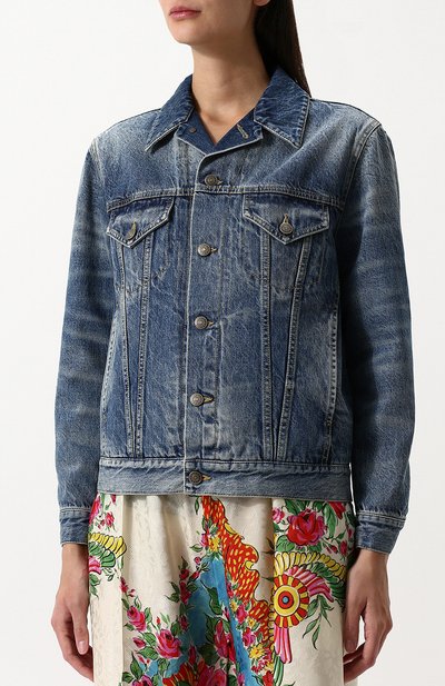 Джинсовая куртка с потертостями и принтом на спине GUCCI, арт. 502750/XR949, фото 3