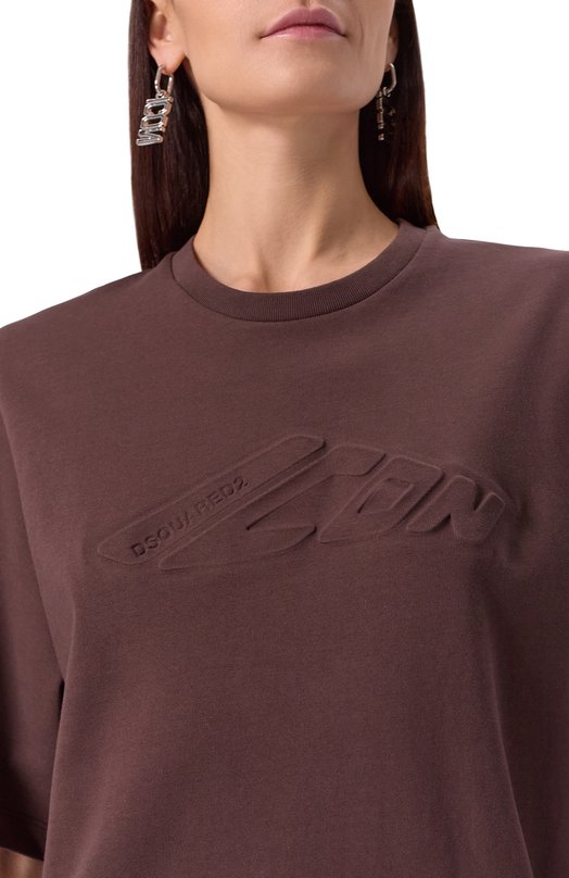 Хлопковое платье Dsquared2 S80CT0046/D20033 Коричневый  S80CT0046/D20033 Фото 5