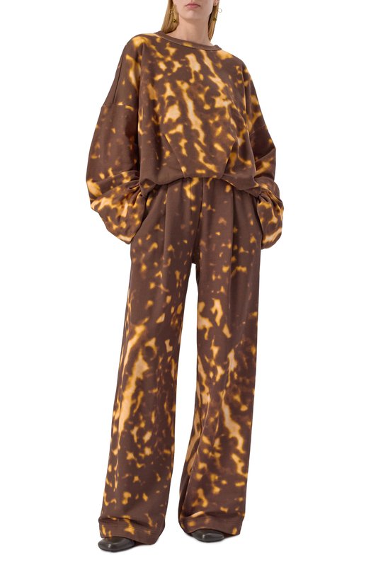 Хлопковый свитшот Dries Van Noten 251-011118-1612 Коричневый  251-011118-1612 Фото 2