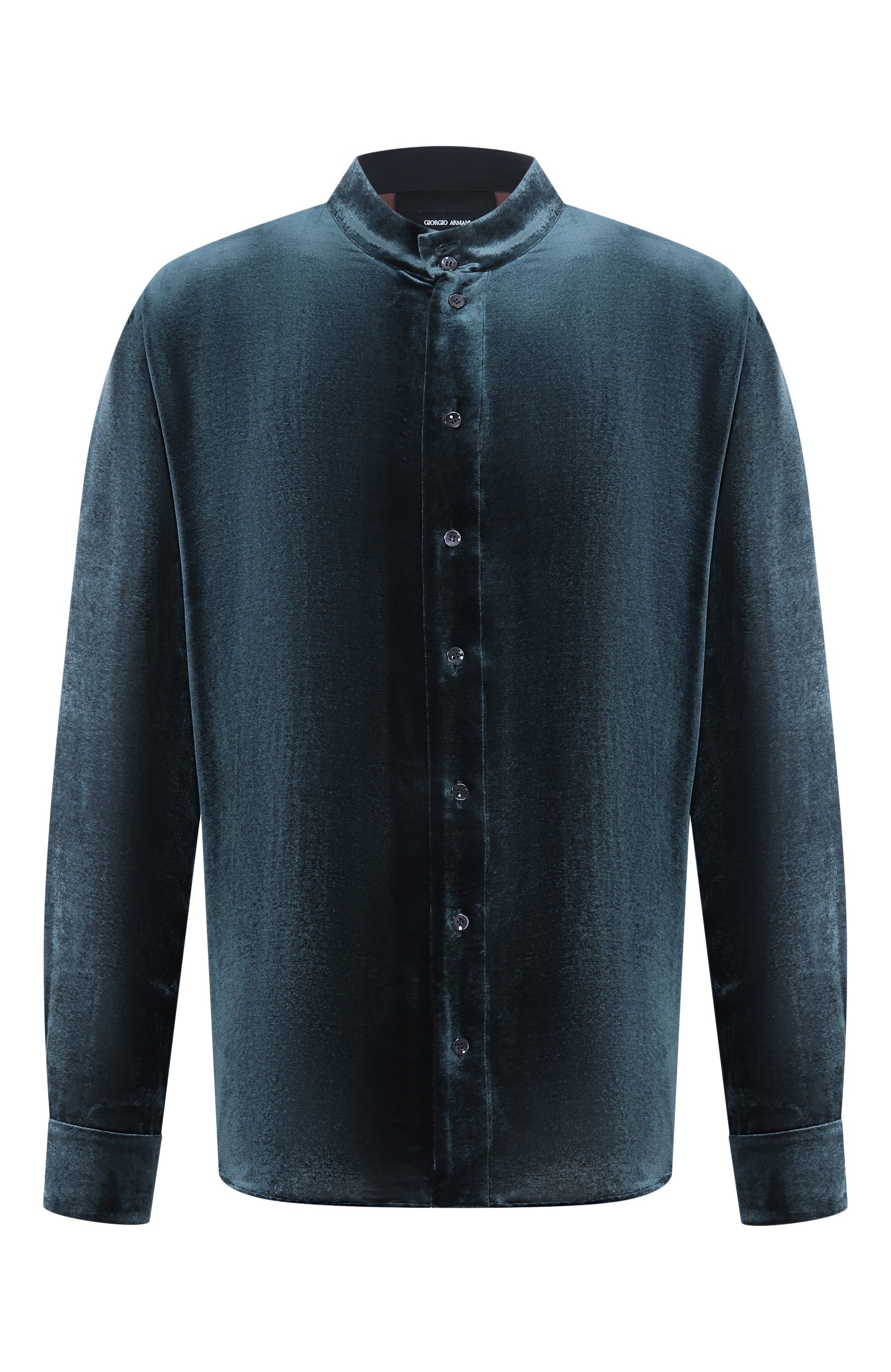 Рубашка из вискозы и шелка GIORGIO ARMANI темно-синего цвета по цене 184500 руб., арт. GM004496/TE23533, фото 1 Рубашка из вискозы и шелка GIORGIO ARMANI, арт. GM004496/TE23533, фото 1