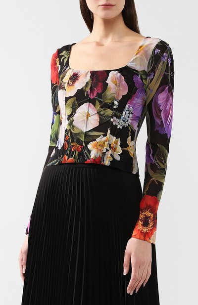 Шелковый топ DOLCE & GABBANA разноцветного цвета по цене 156500 руб., арт. F7307T/FSAYL, фото 3 Шелковый топ DOLCE & GABBANA, арт. F7307T/FSAYL, фото 3