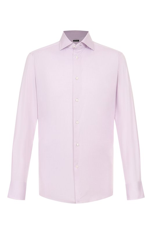 Хлопковая сорочка Zegna 9MS0BA/901351A9 Сиреневый 9MS0BA/901351A9