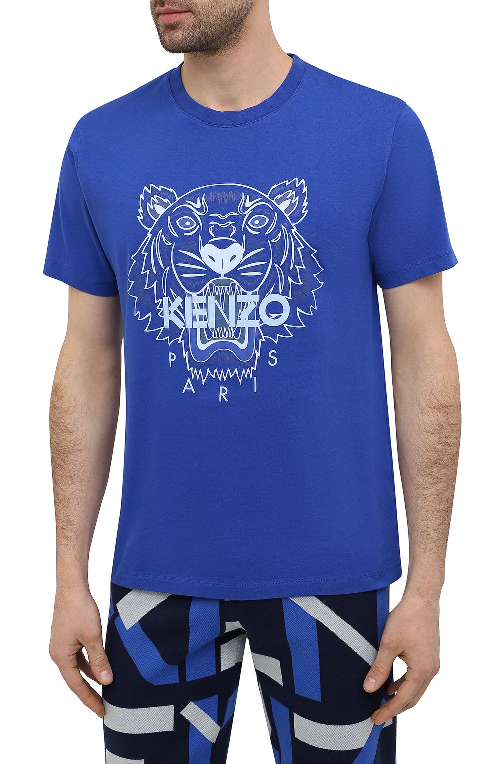 Хлопковая футболка KENZO синего цвета по цене 15250 руб., арт. FB55TS0204YA, фото 3 Хлопковая футболка KENZO, арт. FB55TS0204YA, фото 3