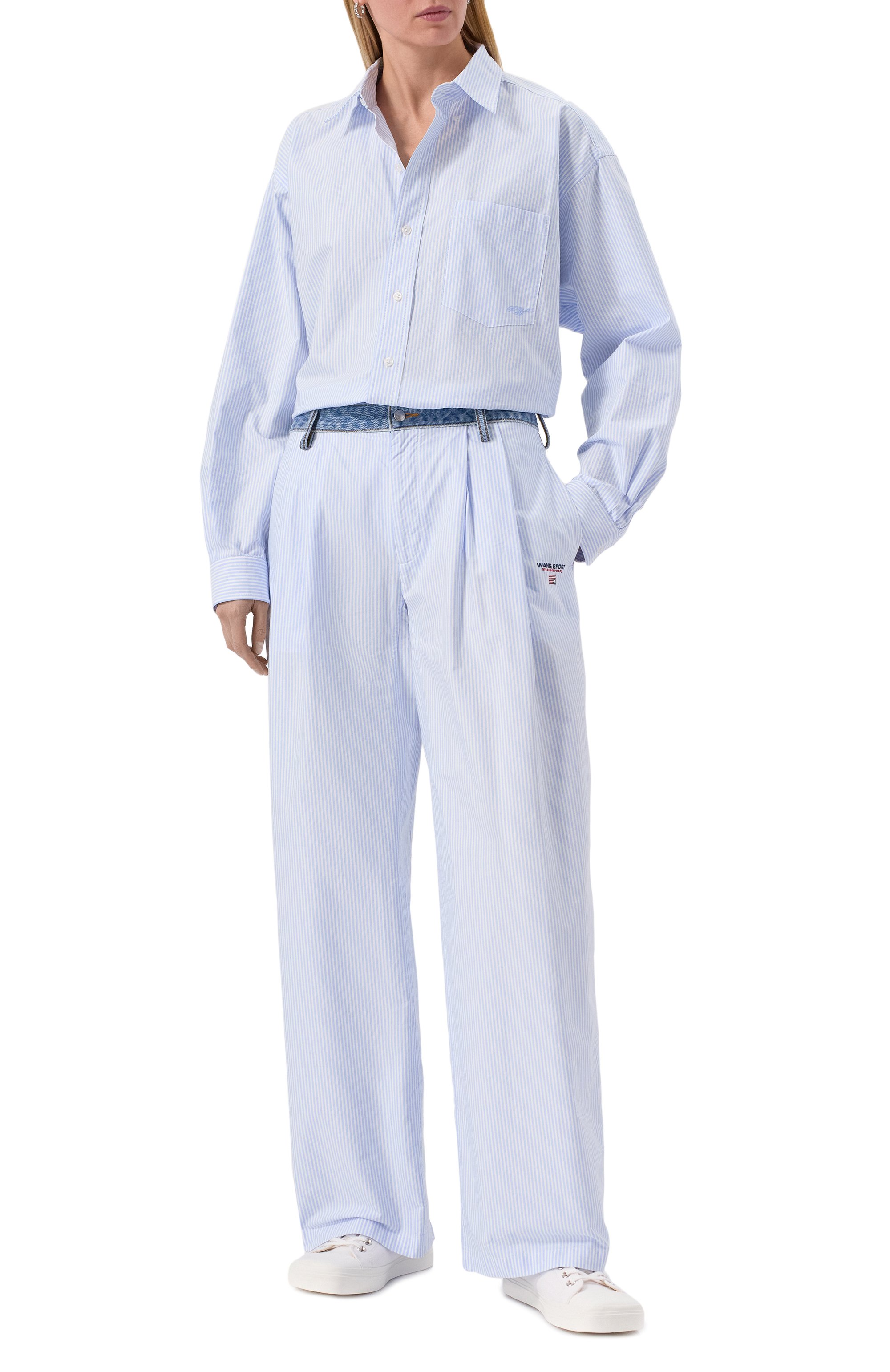 Хлопковая рубашка ALEXANDERWANG.T голубого цвета по цене 59150 руб., арт. 4WC2251013, фото 2 Хлопковая рубашка ALEXANDERWANG.T, арт. 4WC2251013, фото 2