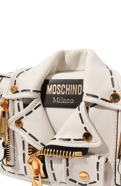 Женская сумка  biker MOSCHINO белого цвета, арт. A7583/8002 | Фото 3 (Ремень/цепочка: На ремешке; Материал сплава: Проставлено; Материал: Натуральная кожа; Размер: mini; Драгоценные камни: Проставлено)