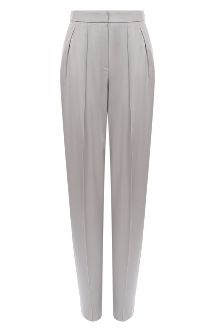Женские шелковые брюки GIORGIO ARMANI серого цвета, арт. GW000641/TE10101 | Фото 1 (Материал внешний: Шелк; Автоматизация ТО: Проставлено; Автоматизация состава: Проставлено; Длина (брюки, джинсы): Удлиненные)