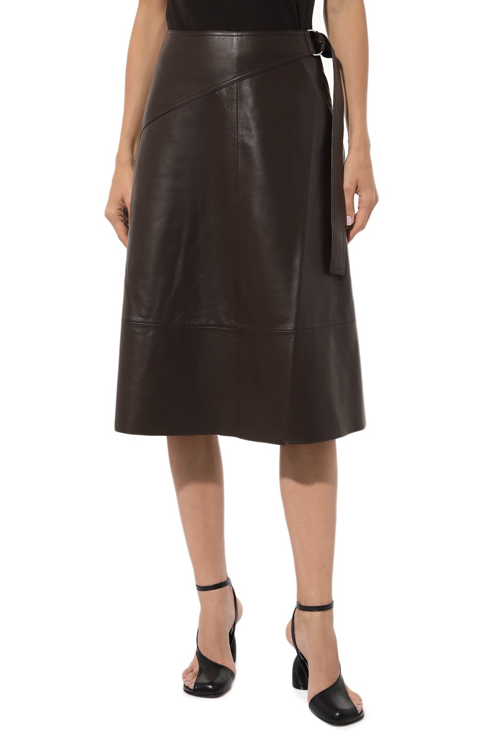 Кожаная юбка YVES SALOMON темно-коричневого цвета по цене 123000 руб., арт. 23EYJ20271APXX, фото 3 Кожаная юбка YVES SALOMON, арт. 23EYJ20271APXX, фото 3