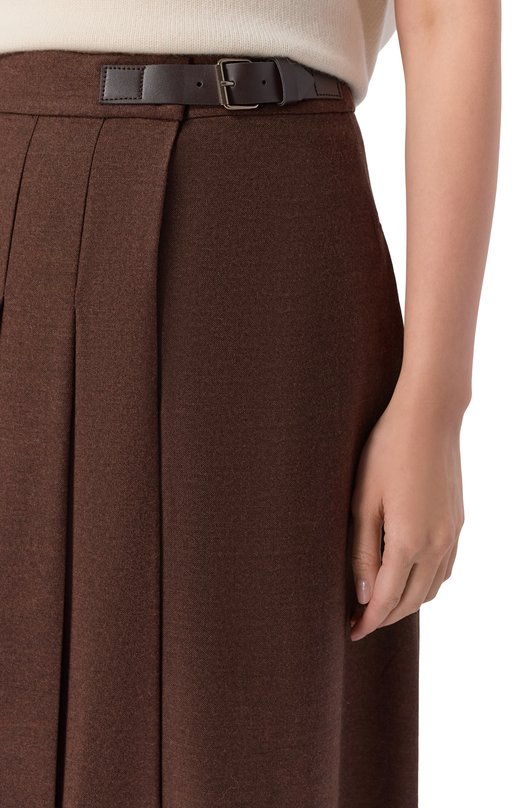Шерстяная юбка-плиссе Weekend Max Mara FAST0S0 Коричневый  FAST0S0 Фото 5