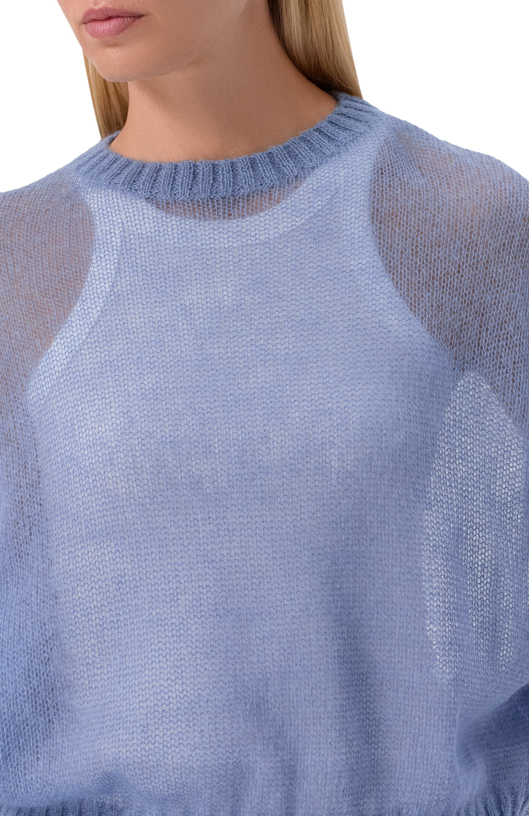 Пуловер BRUNELLO CUCINELLI голубого цвета по цене 108000 руб., арт. M2I776830, фото 5 Пуловер BRUNELLO CUCINELLI, арт. M2I776830, фото 5