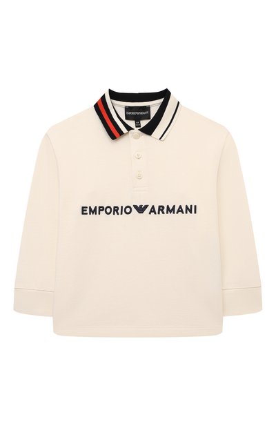 Хлопковое поло EMPORIO ARMANI кремового цвета по цене 12950 руб., арт. 6D4FJ3/1JWZZ, фото 1 Хлопковое поло EMPORIO ARMANI, арт. 6D4FJ3/1JWZZ, фото 1