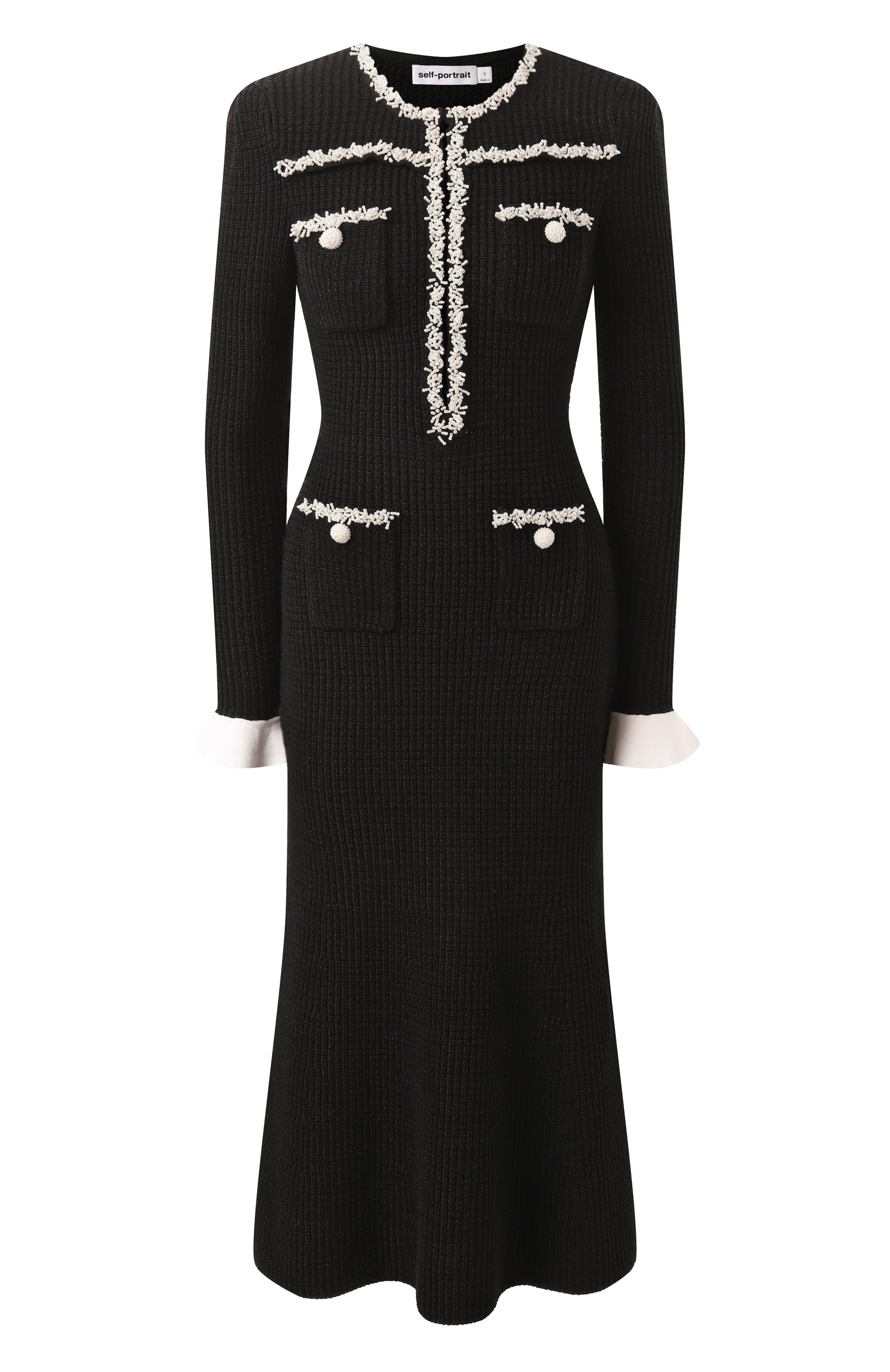 Платье SELF-PORTRAIT черного цвета по цене 67900 руб., арт. RS25-087M-B, фото 1 Платье SELF-PORTRAIT, арт. RS25-087M-B, фото 1