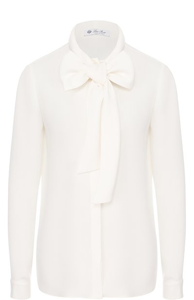 Женская однотонная шелковая блуза с воротником аскот LORO PIANA, арт. FAG3305