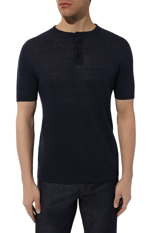 Джемпер изо льна и хлопка Il Borgo Cashmere Синий, фото 3