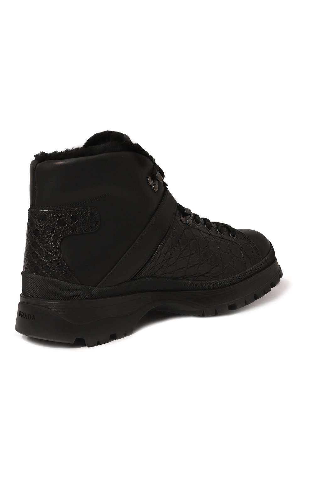 Ботинки с отделкой из кожи каймана PRADA, арт. 2TE158-3L2N-F0002-A000, фото 5