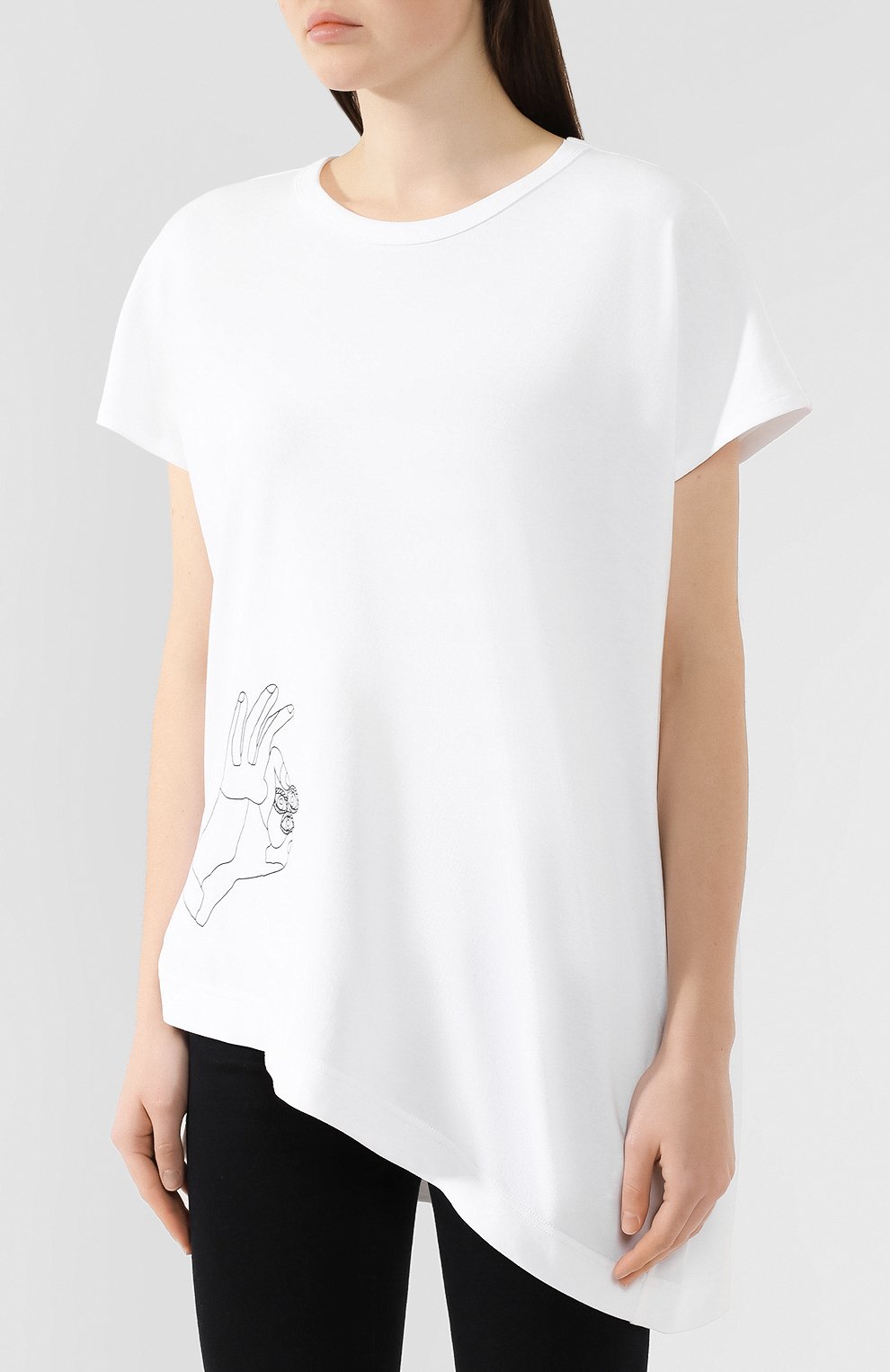 Хлопковая футболка YOHJI YAMAMOTO белого цвета по цене 25850 руб., арт. YJ-T22-678, фото 3 Хлопковая футболка YOHJI YAMAMOTO, арт. YJ-T22-678, фото 3