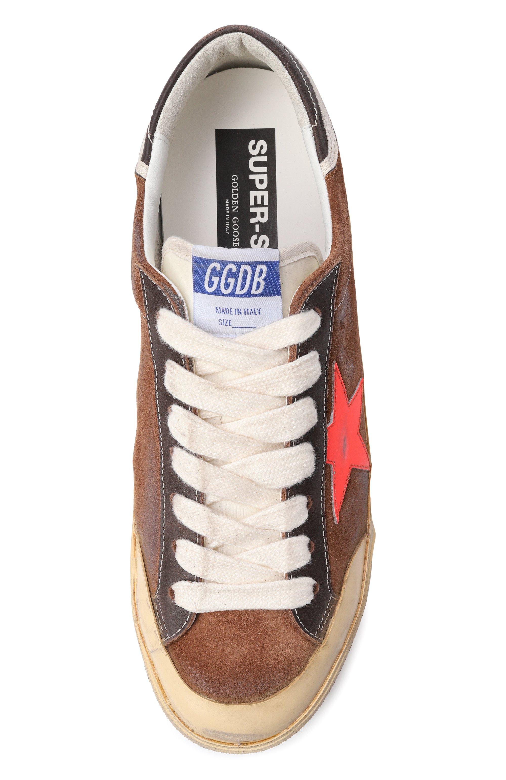 Комбинированные кеды super-star GOLDEN GOOSE DELUXE BRAND коричневого цвета по цене 77050 руб., арт. GMF01026.F008108, фото 5 Комбинированные кеды super-star GOLDEN GOOSE DELUXE BRAND, арт. GMF01026.F008108, фото 5