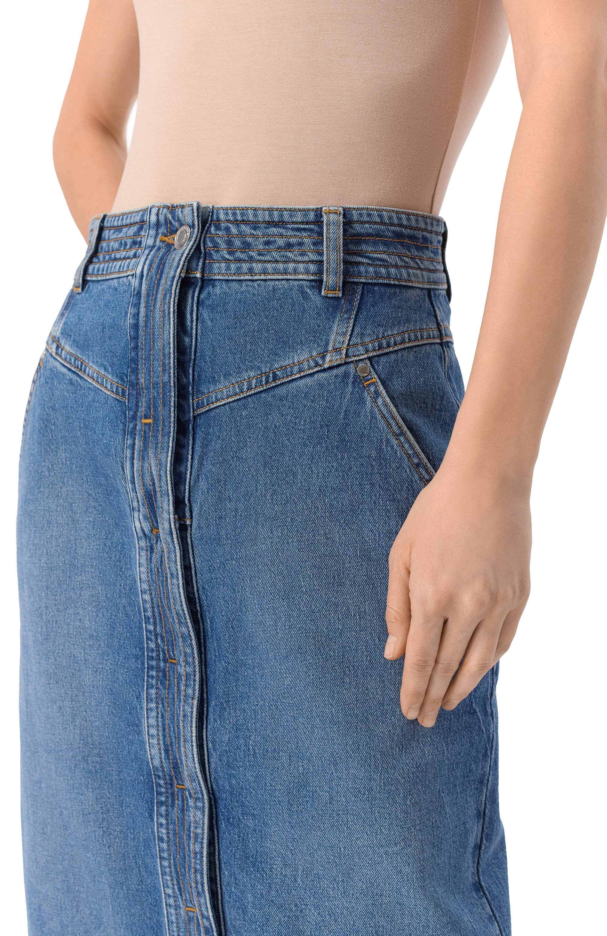 Джинсовая юбка IRO голубого цвета по цене 38200 руб., арт. WP31GARICE, фото 5 Джинсовая юбка IRO, арт. WP31GARICE, фото 5