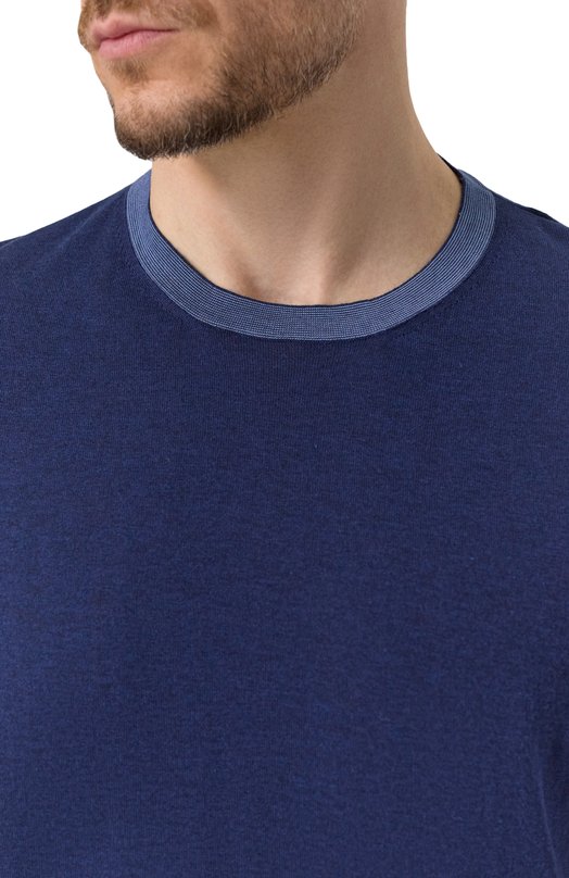 Джемпер из хлопка и шелка Corneliani 25M520-2525102 Синий  25M520-2525102 Фото 5