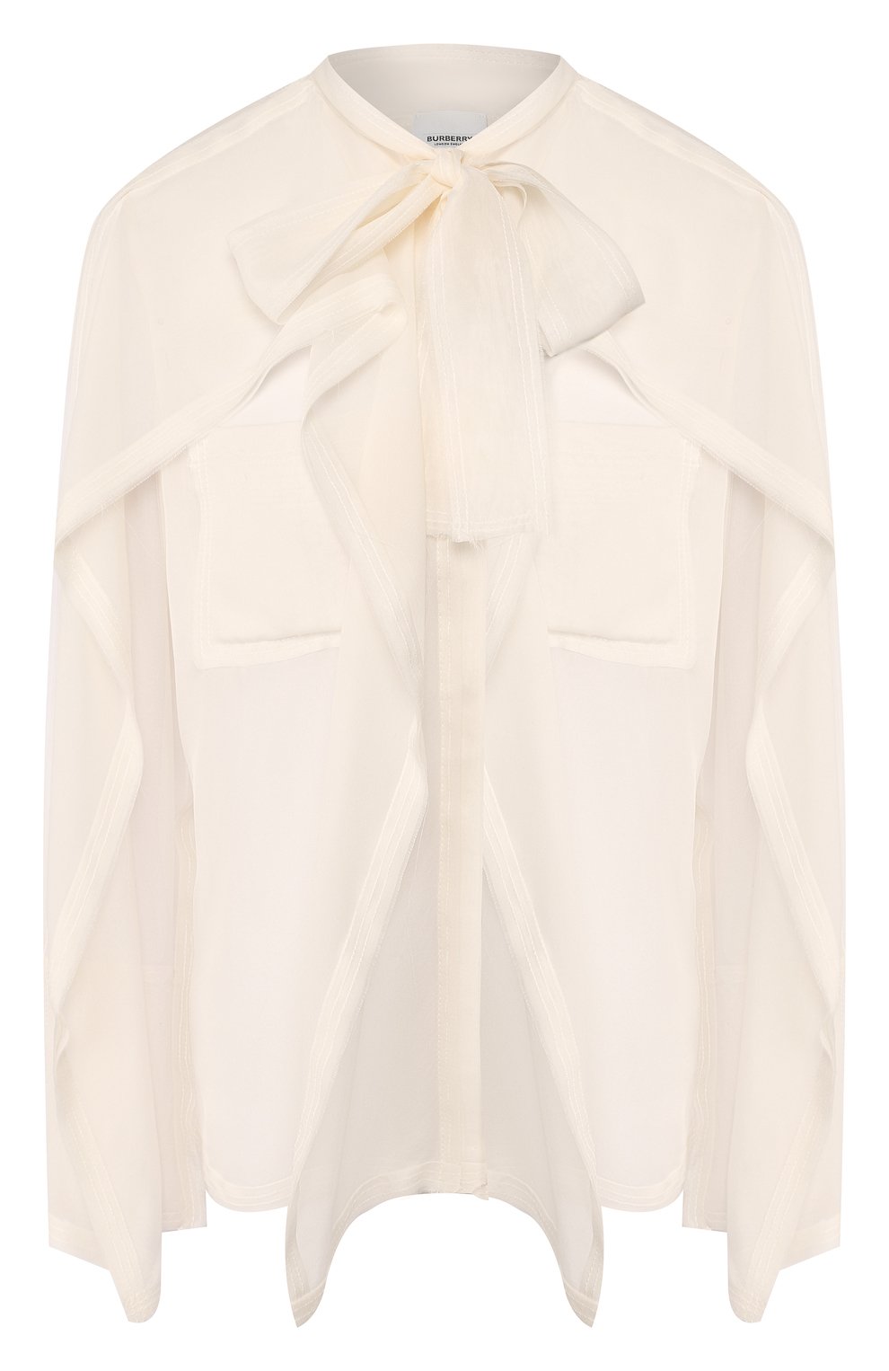 Шелковая блузка BURBERRY белого цвета по цене 99500 руб., арт. 8024155, фото 1 Шелковая блузка BURBERRY, арт. 8024155, фото 1
